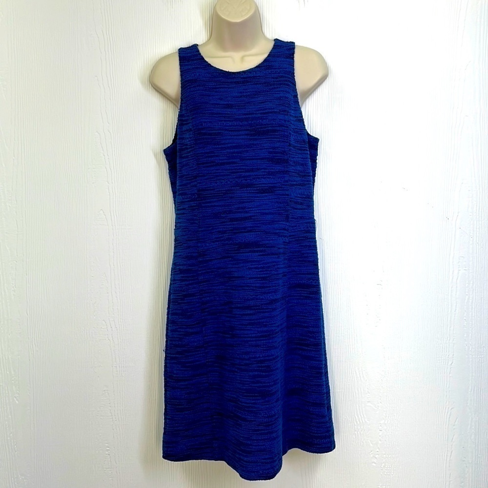 Ann Taylor Loft - Blue & Black Spacedye A Line Sleeveless Midi Dress Size 4